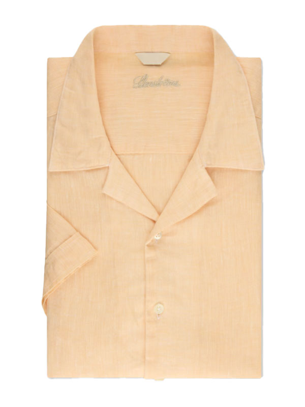 Ljus orange Linneskjorta, Kort Ärm