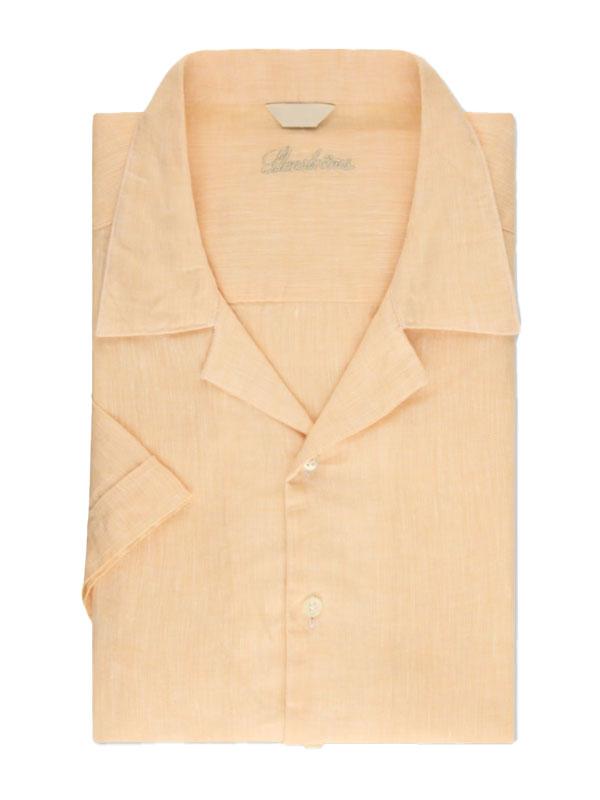 Ljus orange Linneskjorta, Kort Ärm