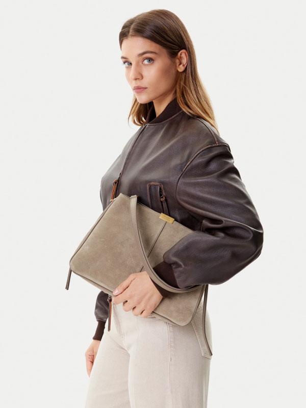 CASUAL LEATHER SHOULDER BAG SUED