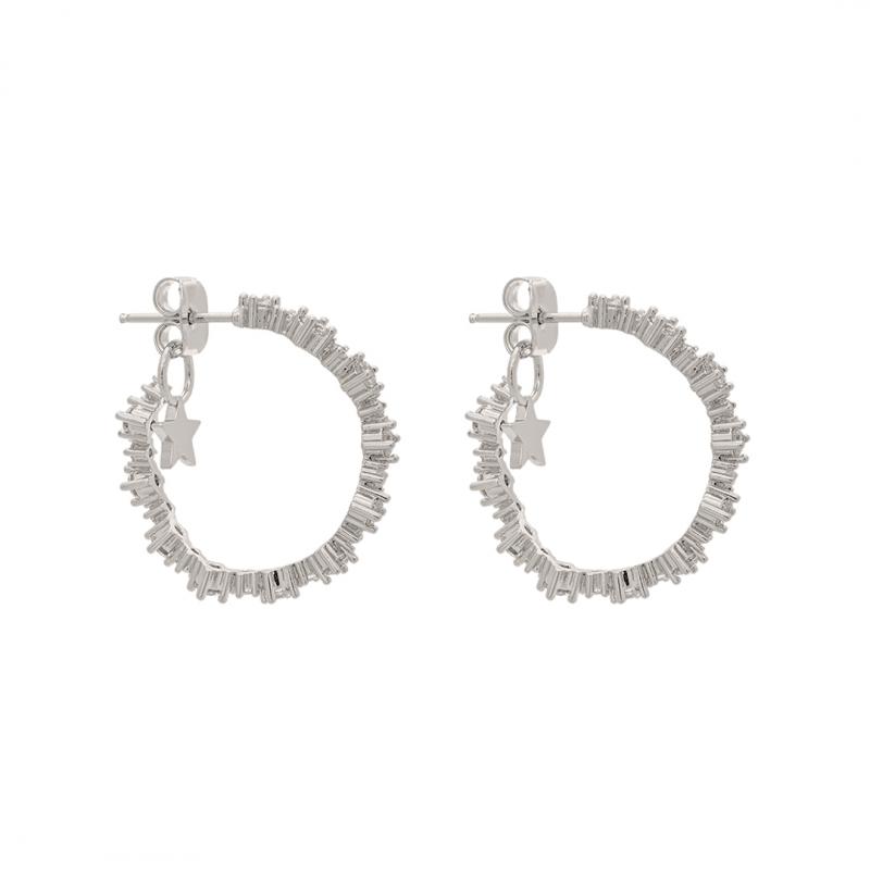Capella Hoops Earrings - Crystal Silver