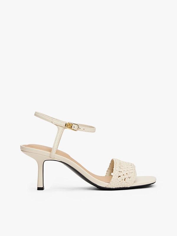 CROCHET LTHR KITTEN SANDAL