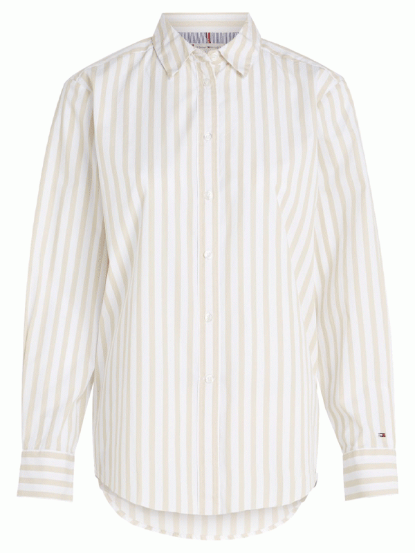 Banker stp relaxed shirt beige/ vit