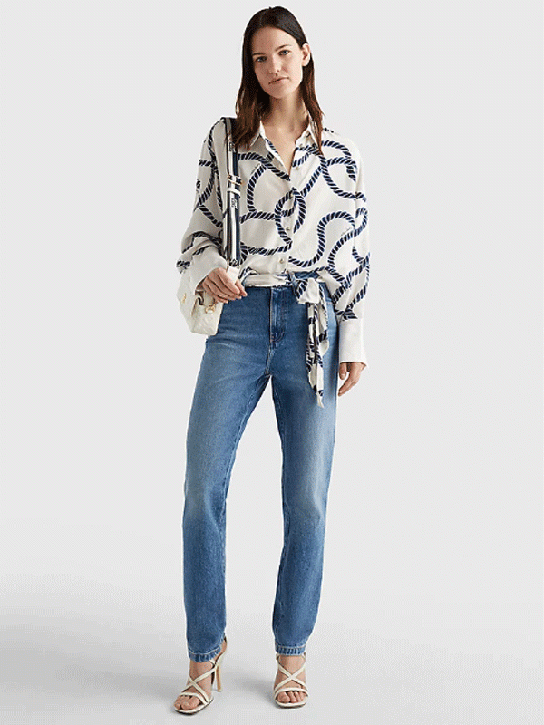 ROPE PRINT RELAXED FIT SHIRT Vit/blue