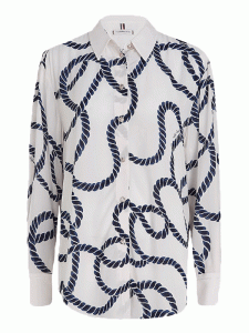 ROPE PRINT RELAXED FIT SHIRT Vit/blue