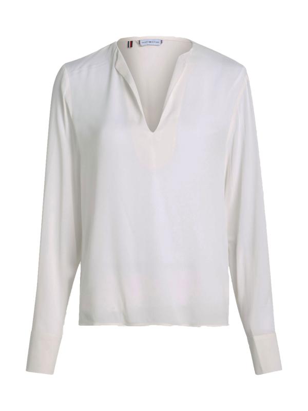 VISCOSE CREPE V-NECK BLOUSE LS