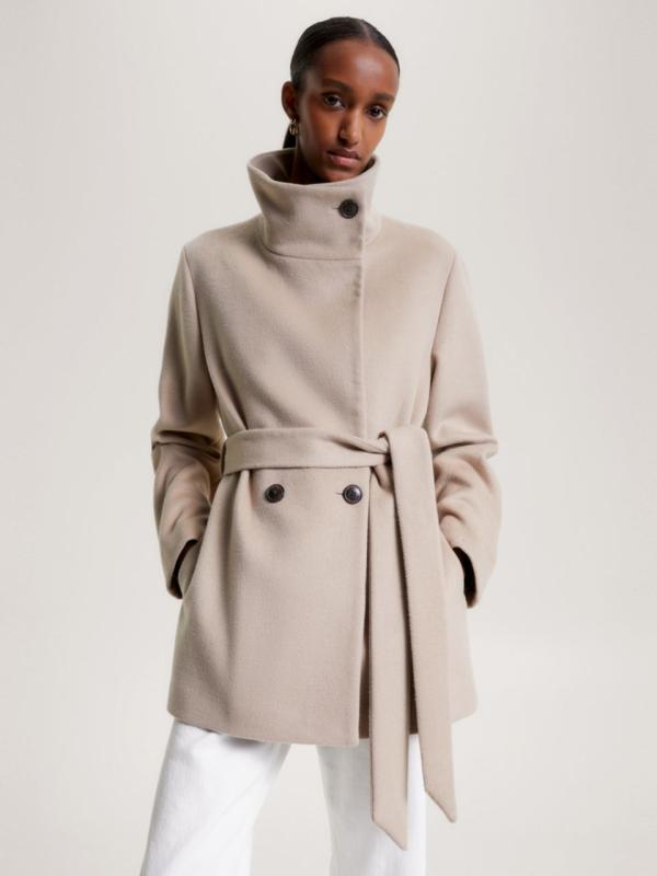 WOOL BLEND DB BELTED FUNNEL JKT