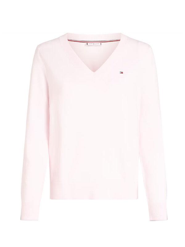 CO JERSEY STITCH LS V-NK SWEATER