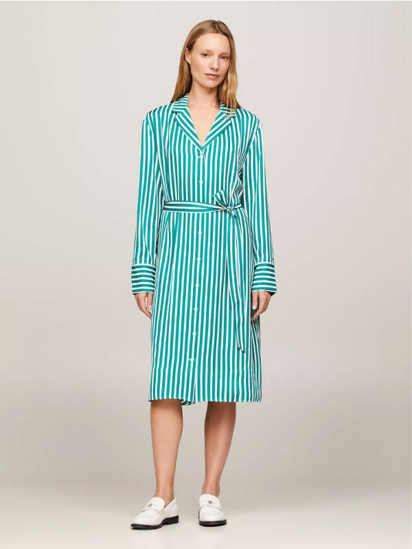 FLUID STRIPE LS MIDI SHIRT DRESS