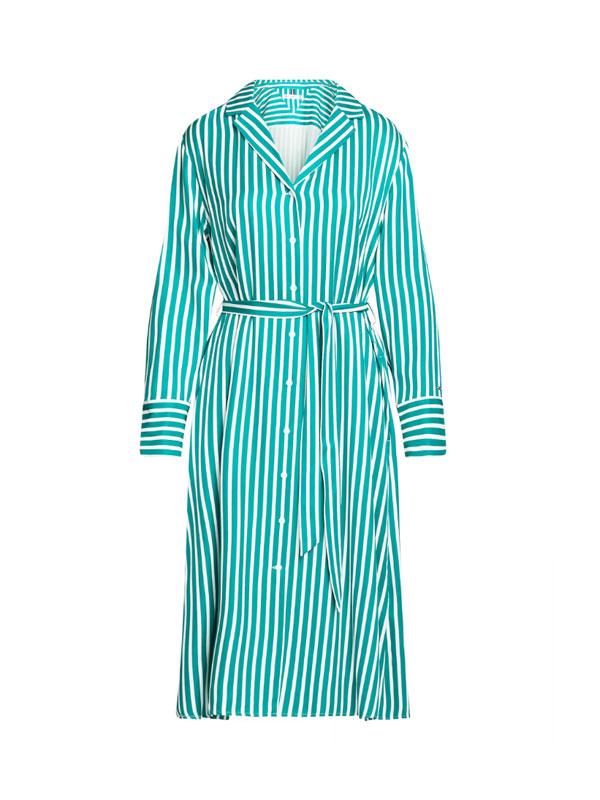 FLUID STRIPE LS MIDI SHIRT DRESS