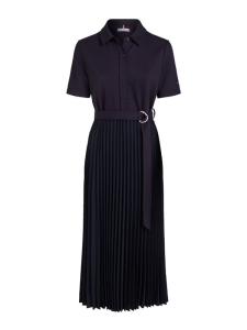 VISC MIX PLEATED POLO DRESS SS