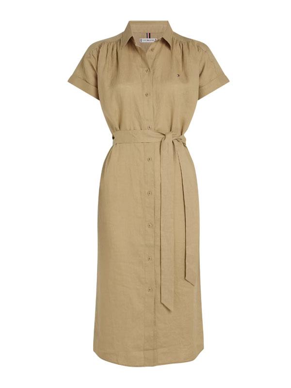 ESS LINEN S/S MIDI SHIRT DRESS