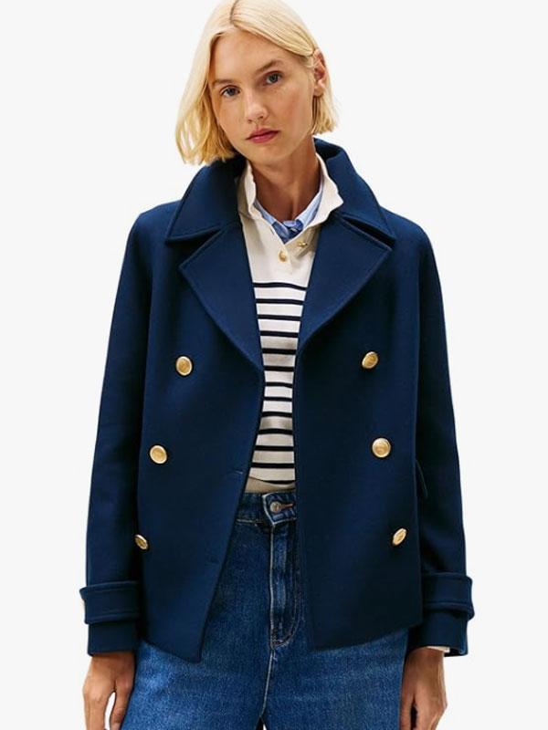 WOOL BLEND REG DB PEACOAT