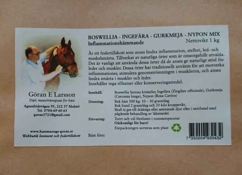 Boswellia-Ingefära-Gurkmeja-Nypon MIX 1 kg