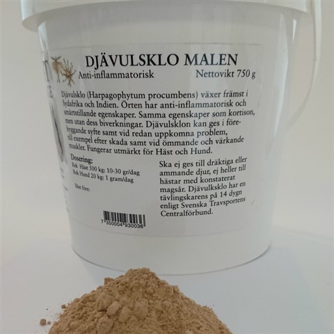 Djävulsklo rot malen 500 gr OBS! Tävlingskarens inom ridsport 14 dgr. Trav 96 timmar