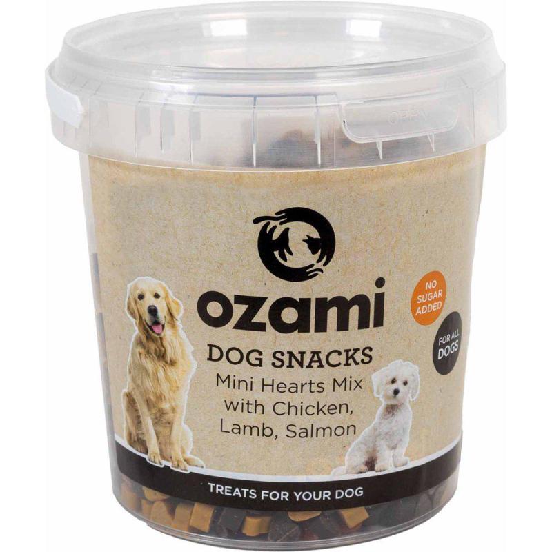 Ozami Dog Snack Mini Hearts Mix Bucket 500g