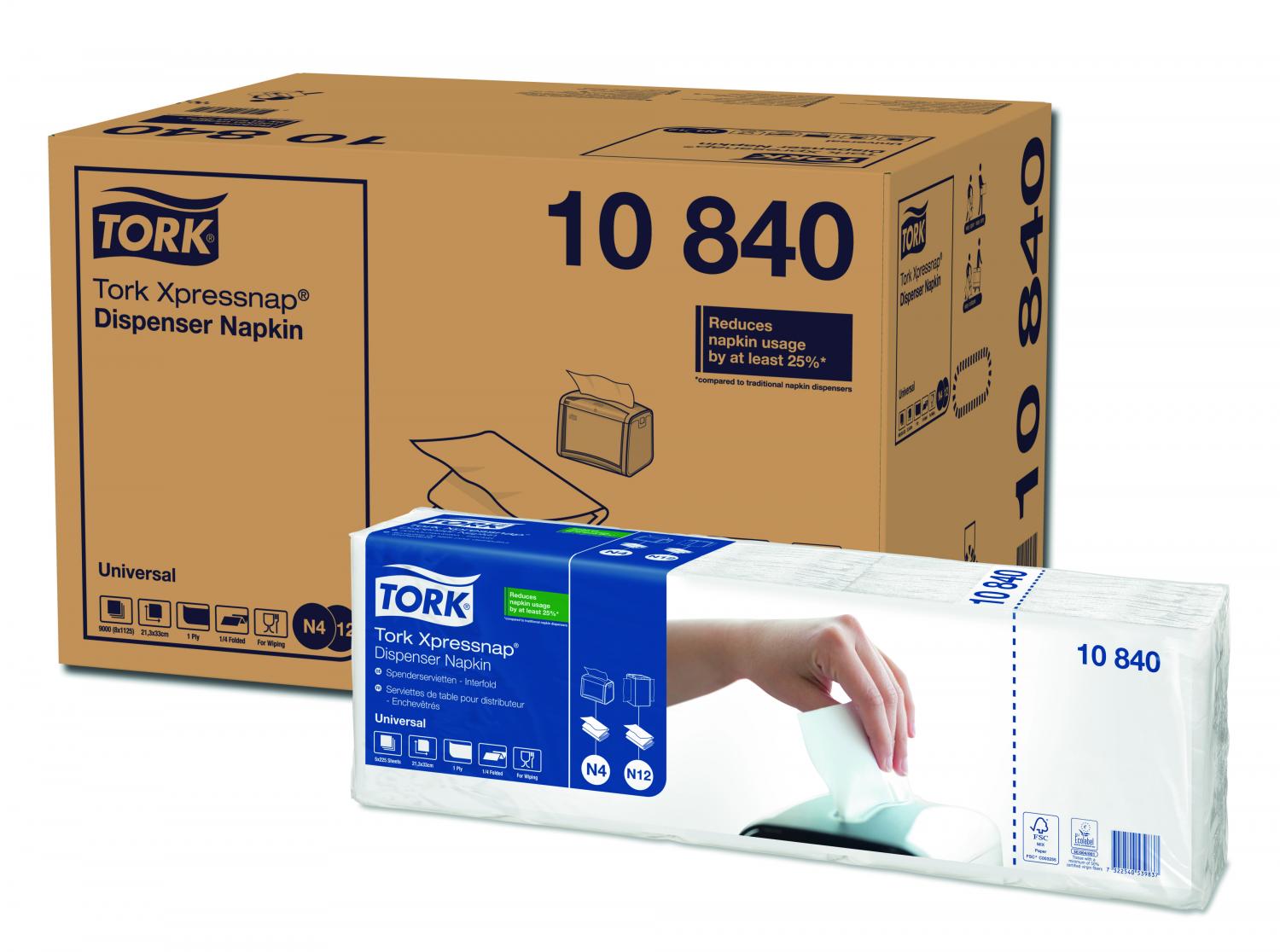 Tork (10840) Xpressnap Vit Dispenserservett, N4
