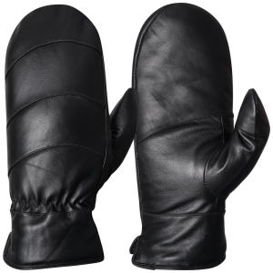 Klassisk Tumhandske i svart fårskinn med fleecefoder