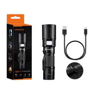 Superfire X60-T laddbar ficklampa LED 2000 Lumen med zoom