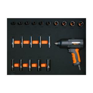 Impact/Deep Socket 10-24 mm + Composite Air Impact Wrench 1/2" 1600Nm, inlägg för verktygsvagn-GSON