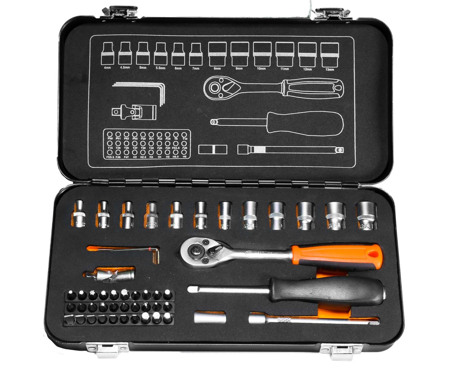 Hylsnyckel Set 1/4", 50 delar