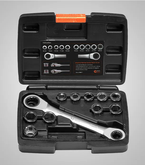 Universal Ratchet Socket Set 8-19 mm