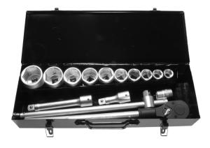 3/4” Hylsnyckelsats 19-50mm, 15 delar.