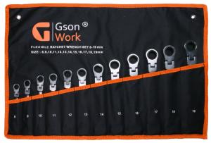 Ringspärrnyckel med ledat huvud 180°, 8-19mm