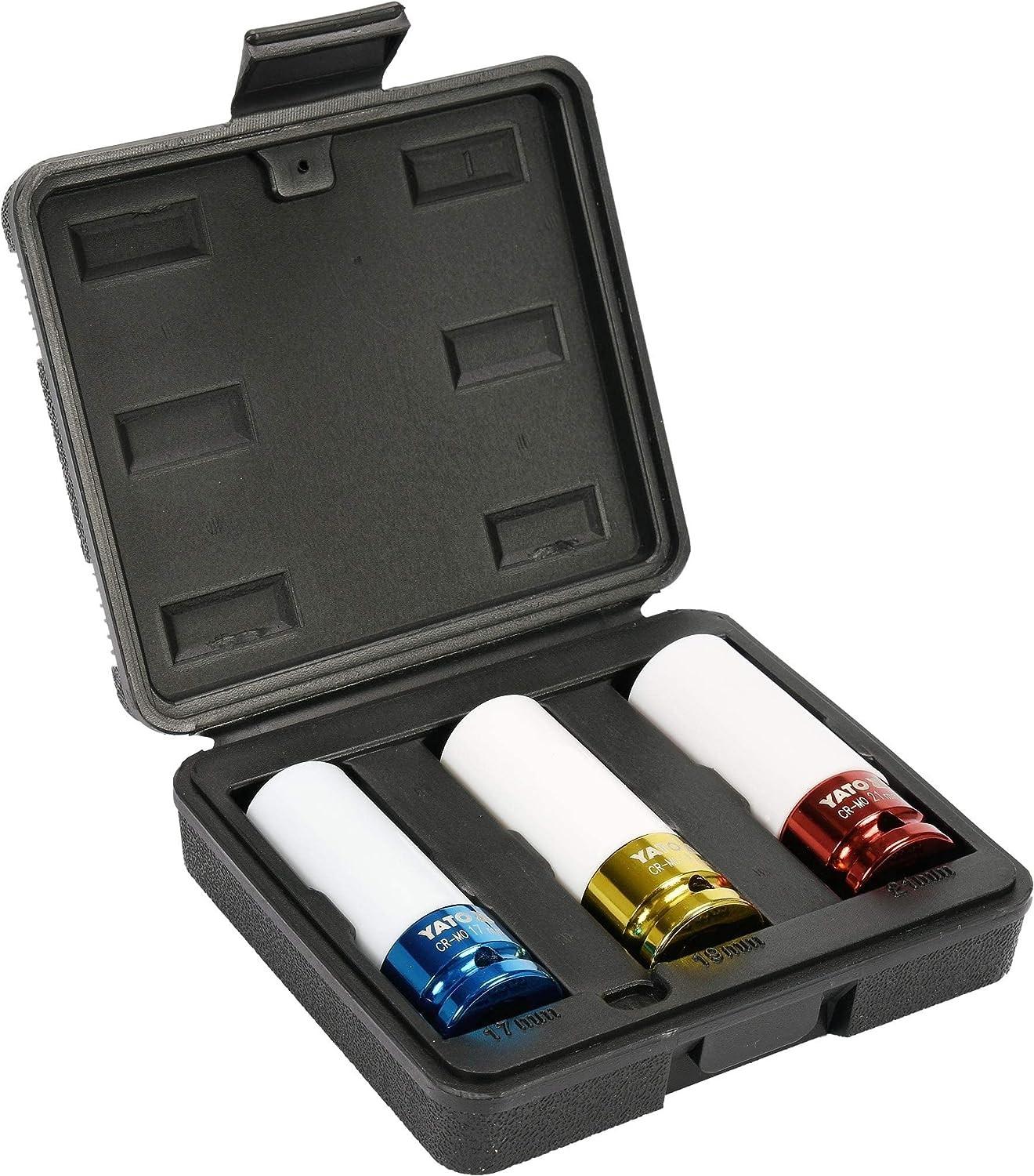 Hjulmutterhylssats 3 st 17/19/21 mm 1/2″-YATO