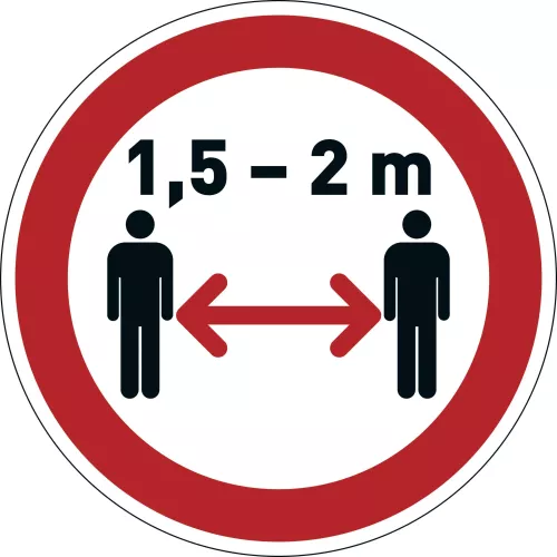 Varseldekal "Håll avstånd" borttagbar