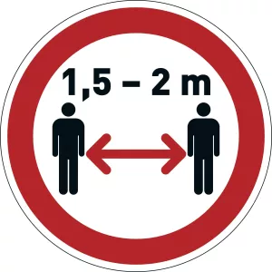 Varseldekal "Håll avstånd" borttagbar