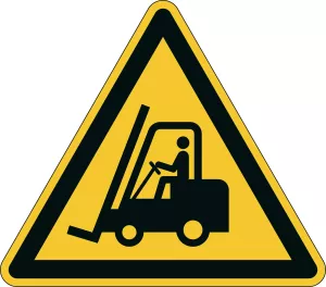 Varseldekal  "Varning för truckar"