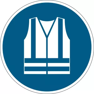 Varseldekal  "Använd varselkläder"