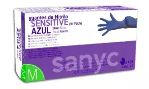 Sanyc Nitrile Sensitive blå engångshandskar S – puderfria nitrilhandskar med hög fingertoppskänsla, idealiska för hygien- och livsmedelshantering