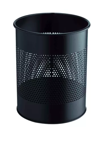 Papperskorg metall rund 15 liter – Svart