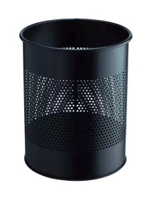 Papperskorg metall rund 15 liter – Svart