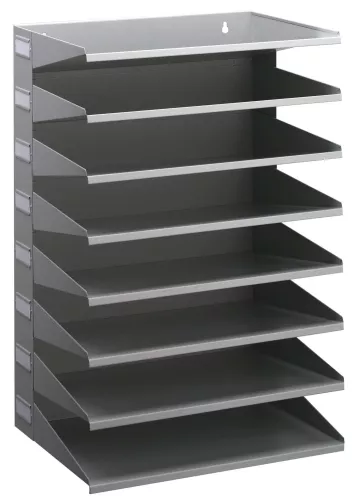 Sorteringsfack av metall,  8 fack – Grå