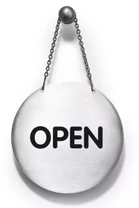 Vändbar skylt "OPEN / CLOSED"