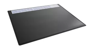 Skrivunderlägg 65 x 50 med kalender och transparent klaff PP – Svart