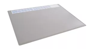 Skrivunderlägg 65 x 50 med kalender och transparent klaff PP – Grå