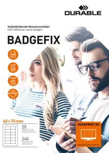 Namnskylt BADGEFIX 40x75, självhäftande