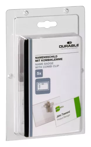 Namnskylt 54x90,  nål/klämfäste 5-pack