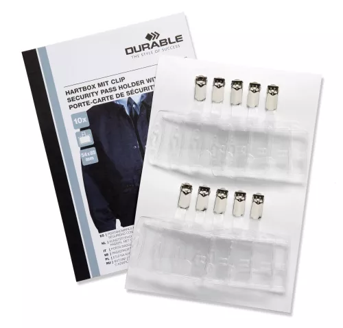 Korthållare för 1 kort m hängselclips 10-pack