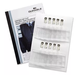 Korthållare för 1 kort m hängselclips 10-pack