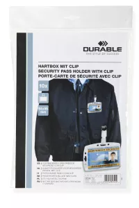 Korthållare för 1 kort m hängselclips 10-pack