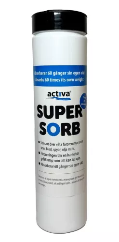 Absorberingsmedel Activa Supersorb 350 g – effektivt medel för att snabbt och enkelt absorbera vätskor och oljor på olika ytor