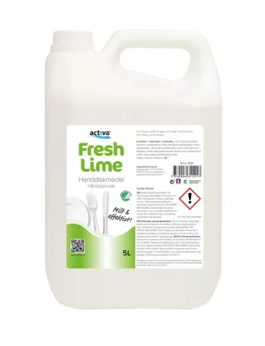 Activa Fresh Lime handdisk 5 L – diskmedel för effektiv handdisk med kraftfull formula och fräsch lime doft som löser upp fett och matrester men är skonsamt mot huden, anpassat för daglig disk i kök och professionell användning