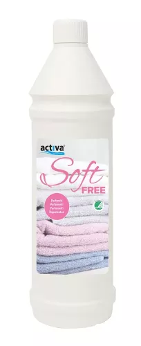 Activa Soft Free 1 L – sköljmedel för professionell tvätt med oparfymerad och mild formula som ger mjuka och antistatiska textilier men är skonsamt mot fibrer, anpassat för daglig tvätt och slutsköljning