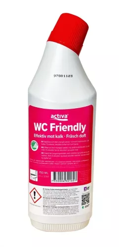 Activa WC Friendly 750 ml – miljömärkt toalettrengöring med fräsch doft för effektiv daglig rengöring av WC-skålar