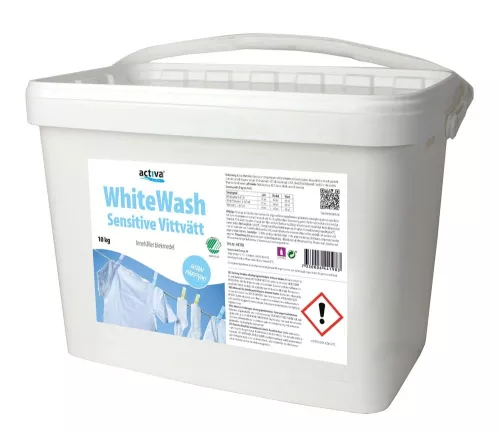 Activa Whitewash Sensitive 10 kg – skonsamt och parfymfritt tvättpulver för känslig hud och professionell tvätt