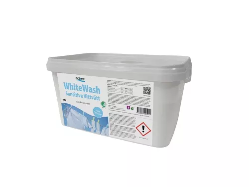 Activa WhiteWash Sensitive tvättmedel 5 kg – parfymfritt och skonsamt för känslig hud  5 kg WhiteWash Sensitive från Activa – professionellt tvättmedel utan parfym eller färgämnen